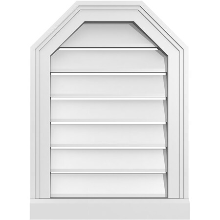 Ekena Millwork Octagonal Top Surface Mount PVC Gable Vent w/ 2"W x 2"P Brickmould Sill Frame, 16"W x 22"H GVPOT16X2203SF